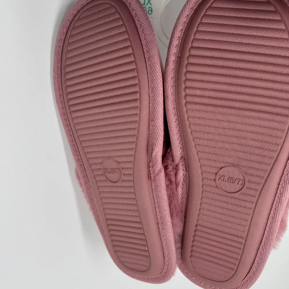 Cat & Jack Lane Metallic Scuff Slippers Girls XL 6/7 Pink NWT